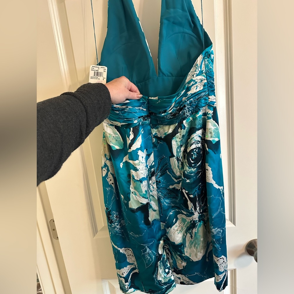Turquoise and white cocktail dress, with beads, never worn